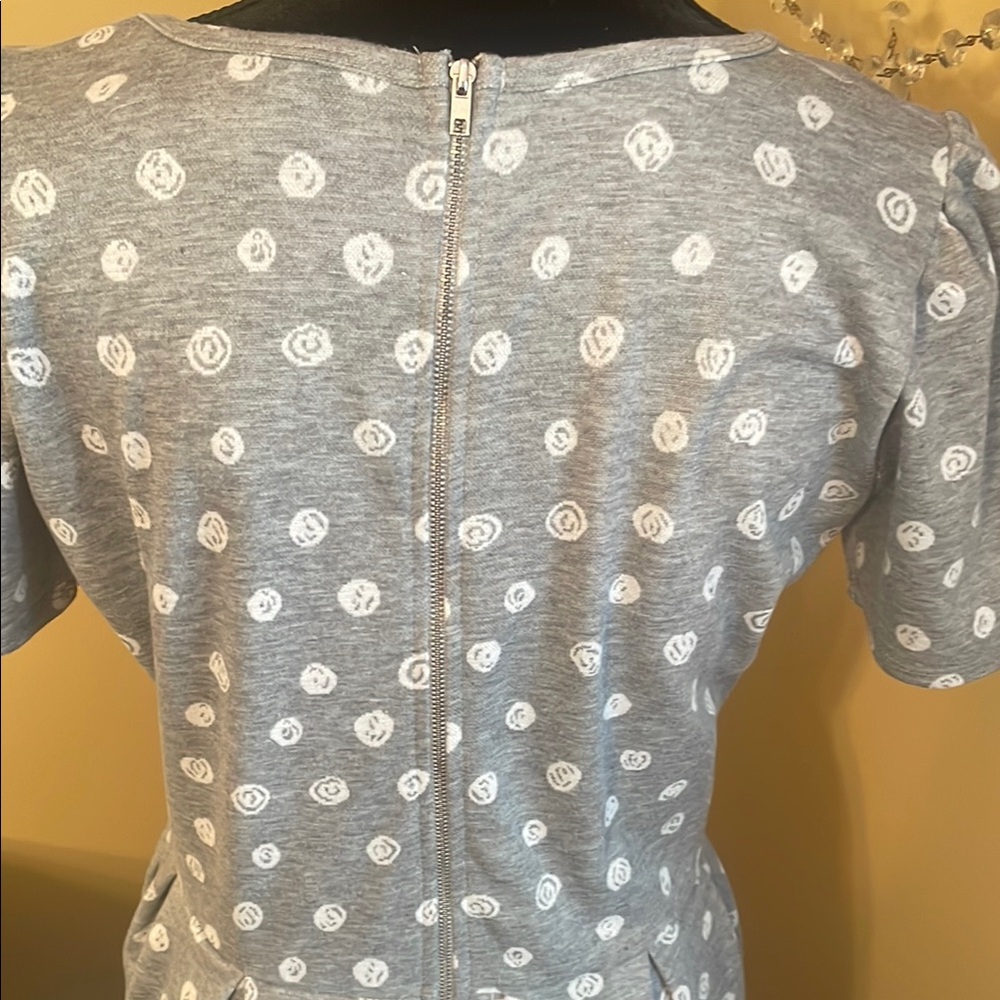 LuLaRoe Gray and White Polka Dot Midi Dress - Picture 4 of 6